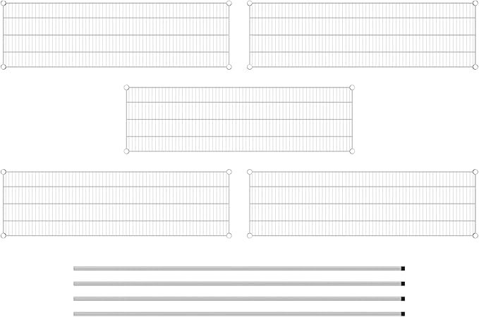 Commercial NSF Listed Chrome Stationary Wire Shelving Kit 18" x 60" x 86", with 5 Shelves Perfect for Warehouse, Walk-in Refrigerator, Freezer, Grocery Store, Restaurant, Dishroom