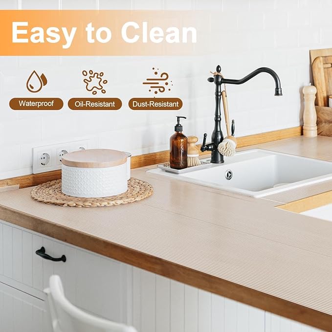 FEXIA Shelf Liners for Kitchen Cabinets Non-Slip Drawer Liner 12 Inches x 30 FT Waterproof & Oil-Proof Non Adhesive Durable Material Fridge Liner for Shelves