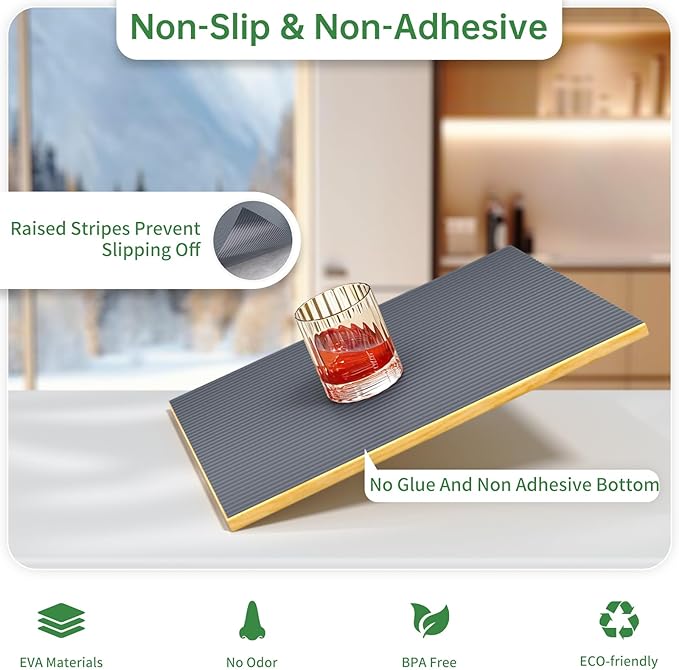 Shelf and Drawer Liner for Kitchen Cabinet, Non-Adhesive 18in x 360in Waterproof Durable Thickened EVA Material Easy-to-Cut Contact Paper Non Slip Mat for Refrigerator, Cupboard, Dresser
