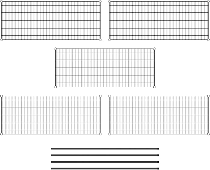 Commercial NSF Listed Black Epoxy Stationary Wire Shelving Kit 24" x 60" x 64", with 5 Shelves Perfect for Warehouse, Walk-in Refrigerator, Freezer, Grocery Store, Restaurant, Dishroom