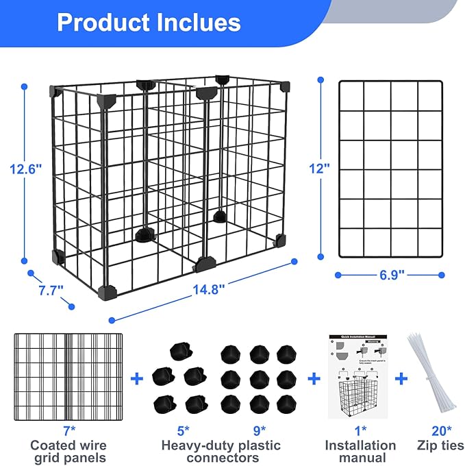 MASHDE Freezer Organizer Bins, Freezer Dividers for Deep Chest Freezer Compressor Area, Black Wire Basket Shelf for Food Storage Kitchen Refrigerator Organization (Medium)