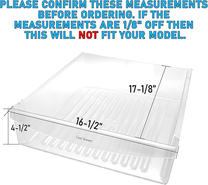 Lifetime Appliance 240342830 UPGRADED Meat Pan Crisper Bin Compatible with Frigidaire Refrigerator (16.5" x 17.2" x 4.5")
