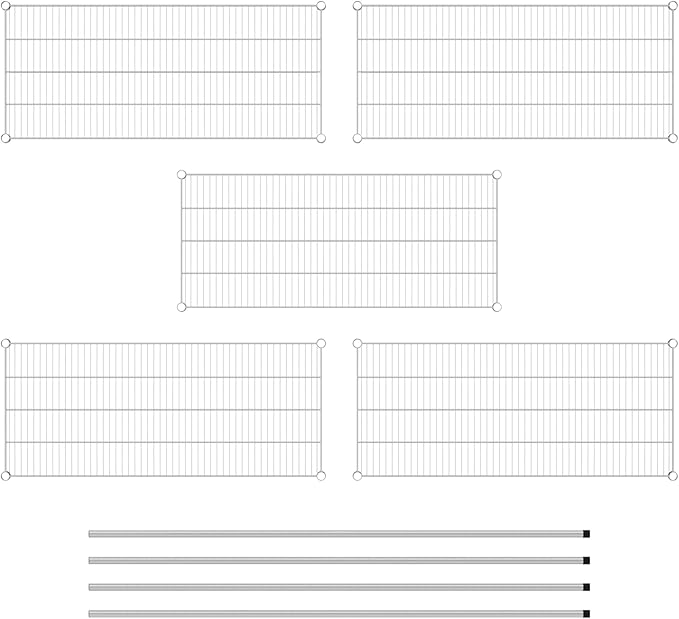 Commercial NSF Listed Chrome Stationary Wire Shelving Kit 21" x 48" x 74", with 5 Shelves Perfect for Warehouse, Walk-in Refrigerator, Freezer, Grocery Store, Restaurant, Dishroom