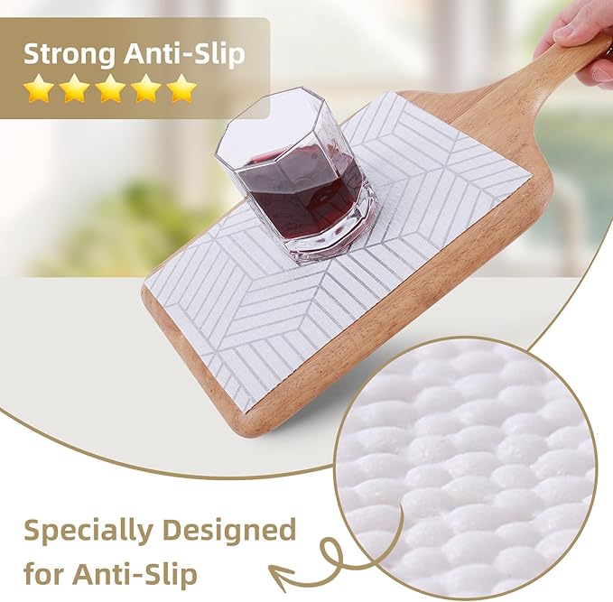Shelf Liners for Kitchen Cabinets Non Adhesive Shelf Liner Paper Non-Slip Thickened Drawer Liner Easy to Clean for Tool Box Refrigerator with Knife and Tape Measure, Silver Geometric, 17.3 x 236.2 in