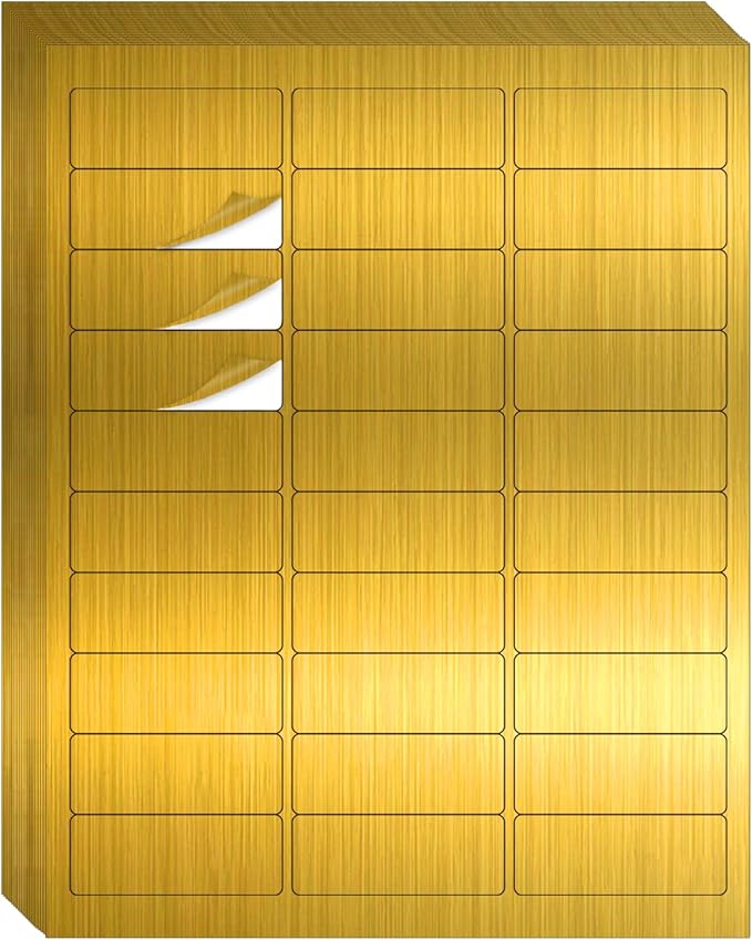 YEGAWEN 1" x 2-5/8" Address Labels- Gold Shipping Labels Stickers/Mailing Labe Stickers for Laser/Inkjet Printer, Matte Gold, 8.5”×11"- 20 Sheet