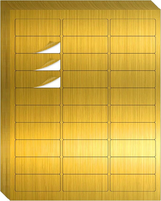 YEGAWEN 1" x 2-5/8" Address Labels- Gold Shipping Labels Stickers/Mailing Labe Stickers for Laser/Inkjet Printer, Matte Gold, 8.5”×11"- 20 Sheet