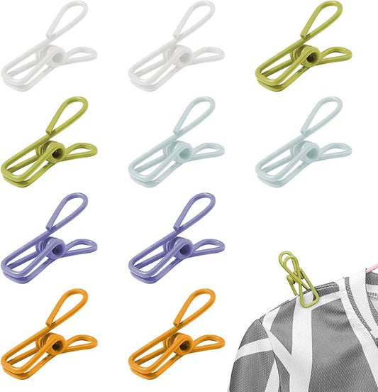 Multipurpose Metal Bag Clips - 2 Inch Colorful Sealer for Sealing Food, Paper Holder, Clothesline Clip for Laundry Hanging, Kitchen Bags (Colorful, 10PCS)