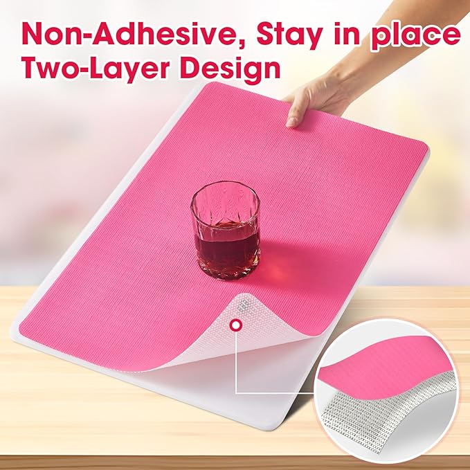 ALIUNI Drawer and Shelf Liner, Non-Slip Kitchen Cabinet Liners Non-Adhesive Thick Strong Grip Waterproof Washable Mats Protect Dresser Shelves Cupboard Bathroom Cabinets, Fuchsia, 12 in X 20 FT