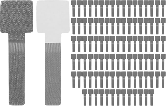 M METERXITY 100-Pack Hook and Loop Cable Ties, 3.5 x 1.1 Inch Enhanced Self-Adhesive Cord Organizer for Desk/Home/Wall/Office Essentials, Cable Management Under Desk [Gray]