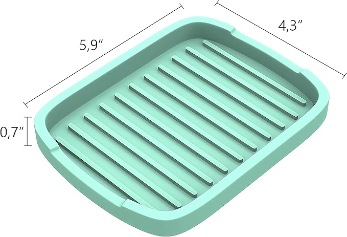Silicone Sponge Holder -soap Tray - 5.9" X 4.33" Set -2pcs (Light Green)