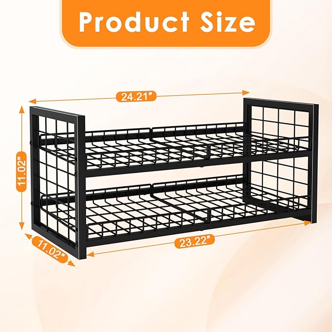 JKsmart 2-Tier Stackable Can Organizer, Extra-Long Can Rack for Pantry Storage, Adjustable Can Dispenser Holds Up to 64 Cans, Super Sturdy Holders for Various Canned Food Snacks Soda