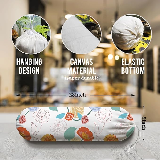 Floral Grocery Bag Holder, Garbage Shopping Trash Bags Carrier Organizer, Reusable Fabric Plastic Bag Holder, Kitchen Housewarming Gifts for Women Family Friends Grandma Mom