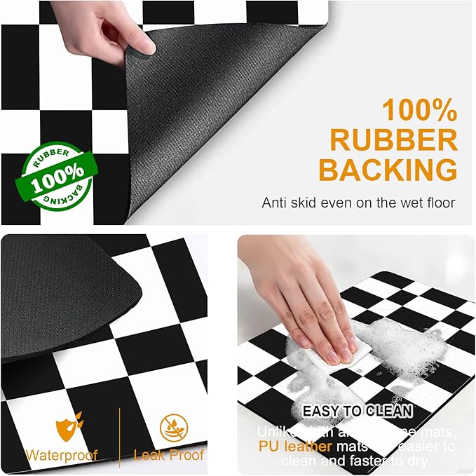 Dish Drying Mat & Coffee Mat for Kitchen Counter, Absorbent Microfiber Waterproof Mat with Non-Slip Backing, Multi-Size Multi-Color Options, Sink and Coffee Bar Accessories
