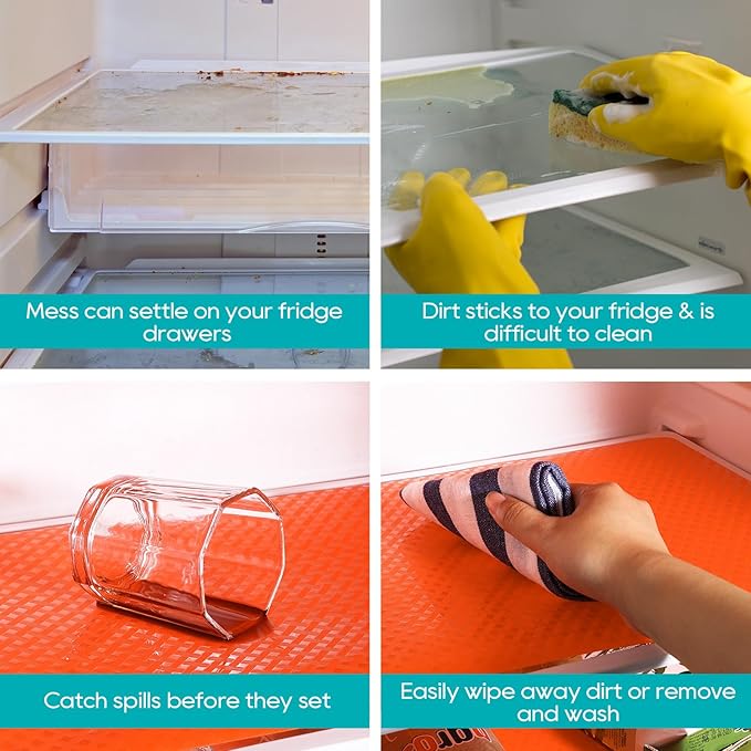 StaHom Fridge Liner Shelf Liners for Kitchen Cabinet Refrigerator Liners Waterproof & Oil-Proof Kitchen Cupboard Liner Non Adhesive Drawer Mats EVA Material for Shelves -Red 11.8 x 59 Inches