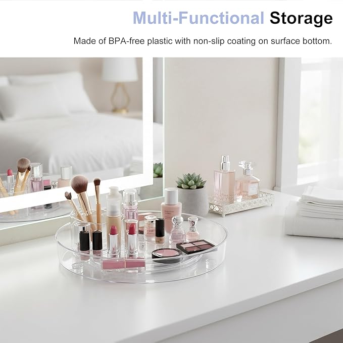 2-Tier Vitamin Storage Organizer, Rotary Turntable Organizer for Vitamin Bottles and Medicine Bottle, Vitamin Bottle Organizer for Countertop, Bathroom Cabinet Storage (2)