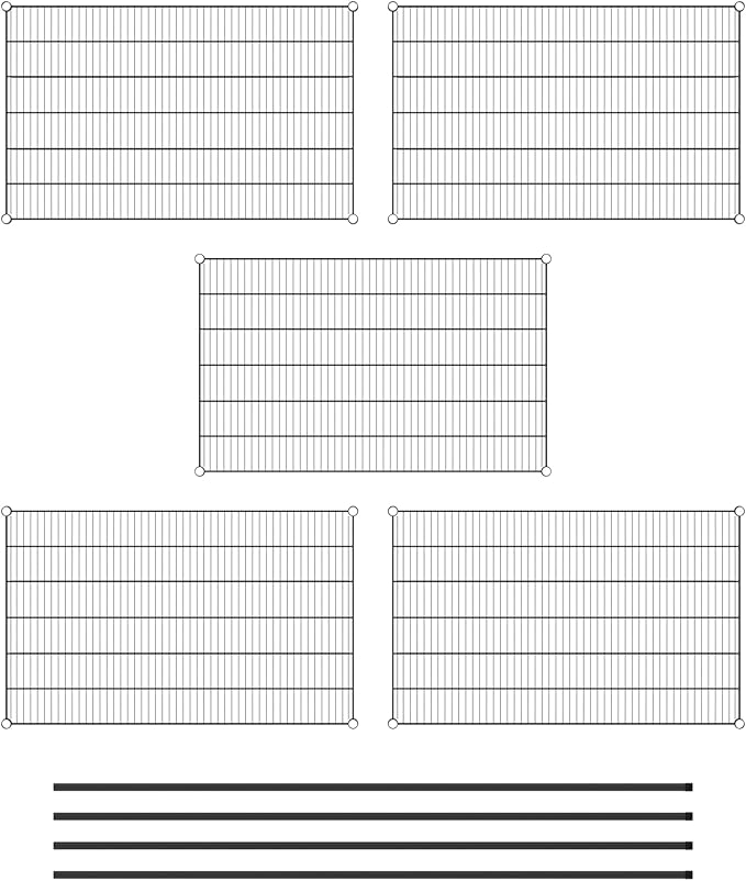 Commercial NSF Listed Black Epoxy Stationary Wire Shelving Kit 30" x 48" x 86", with 5 Shelves Perfect for Warehouse, Walk-in Refrigerator, Freezer, Grocery Store, Restaurant, Dishroom