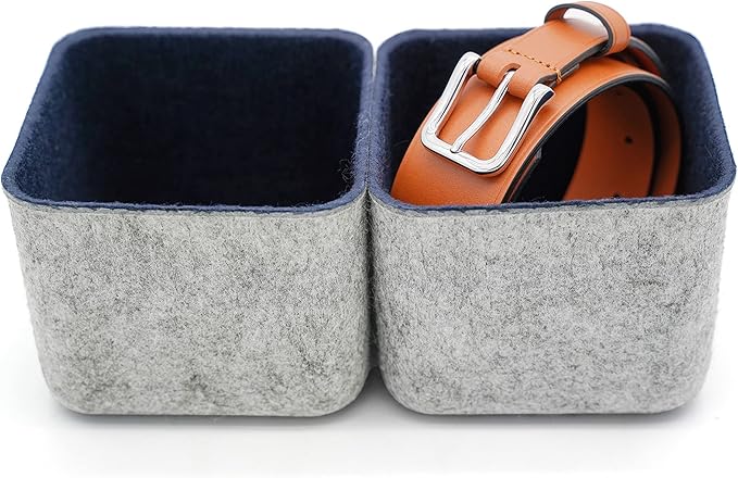 Welaxy Storage bins Set Office Drawer Organizers for School Dorm Home Kitchen bathroom bedroom Closet Cabinet Desk organize boxes Junk Organizing 2-Pack (Navy)