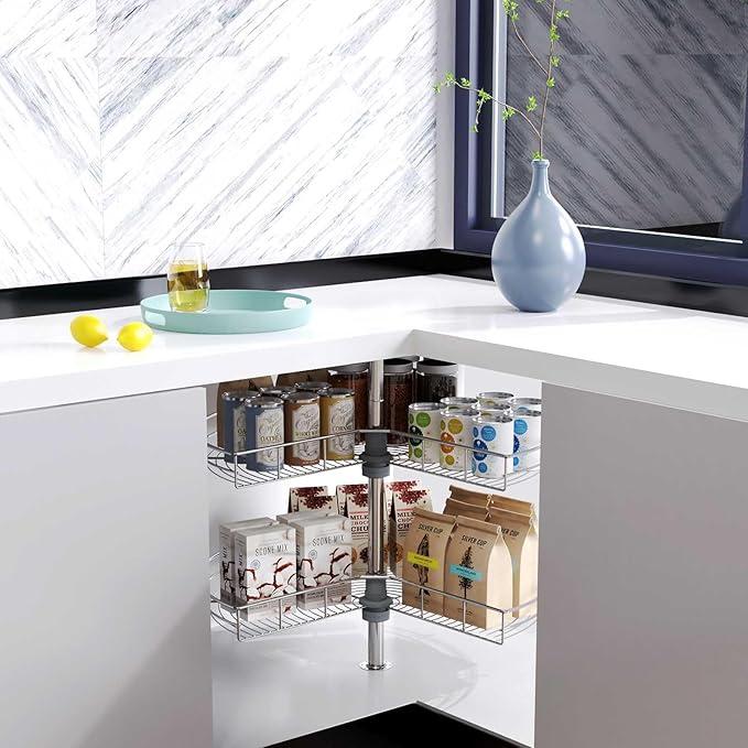 32" Lazy Susan Cabinet Organizer Lazy, Blind Corner Cabinet Organizer for 36 inches and above Lazy Susan Cabinet, Kidney Shape Kitchen Corner Cabinet Organizer, Rotating Shelf 2 Tier Heavy Duty