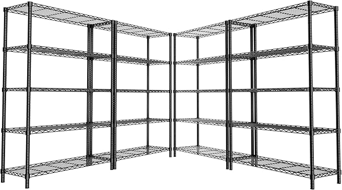 MODCART Storage Shelves, 4 PCS 36" L x 14" W x 72" H Heavy Duty Garage Wire Shelving Unit Loads 1750LBS, 5-Tier Adjustable Metal Industrial Utility Shelf Rack for Kitchen, Laundry Room, Basement
