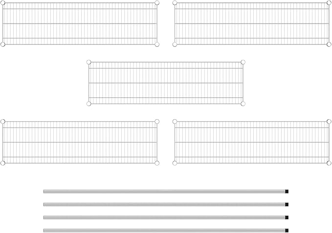 Commercial NSF Listed Chrome Stationary Wire Shelving Kit 14" x 48" x 74", with 5 Shelves Perfect for Warehouse, Walk-in Refrigerator, Freezer, Grocery Store, Restaurant, Dishroom