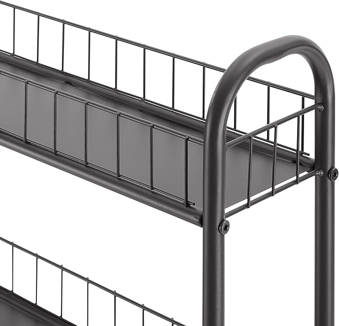 6 Tier Slim Rolling Pantry Storage Cart Metal Wire Storage Shelving Rack with Lockable Wheels Mobile Shelving Unit with Baskets Utility Cart for Kitchen Bathroom Laundry Narrow Places, Black &6" D