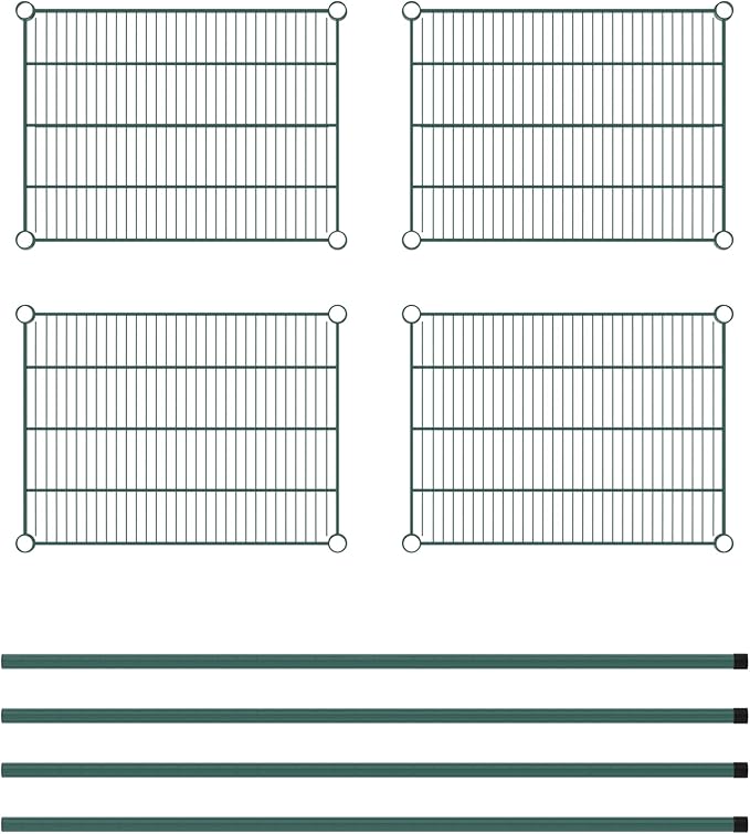 Commercial NSF Listed Green Epoxy Stationary Wire Shelving Kit 18" x 24" x 54", with 4 Shelves Perfect for Warehouse, Walk-in Refrigerator, Freezer, Grocery Store, Restaurant, Dishroom