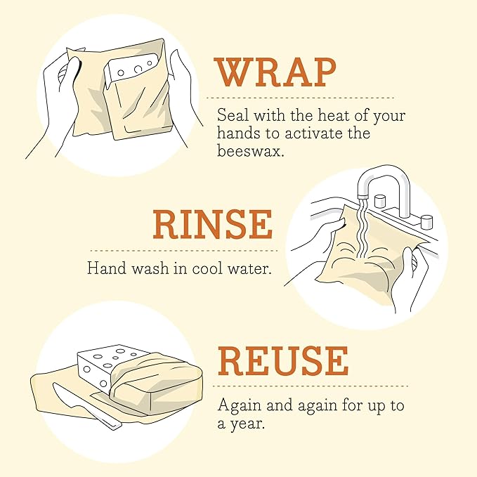 Bee's Wrap Vegan Beeswax Wraps for Food - Made in USA Reusable & Organic Food Wraps, Sandwich Wrap & Bowl Covers - Eco Alternative to Aluminum Foil & Plastic Wrap, Vegan Meadow Magic 3 Pack (S, M, L)