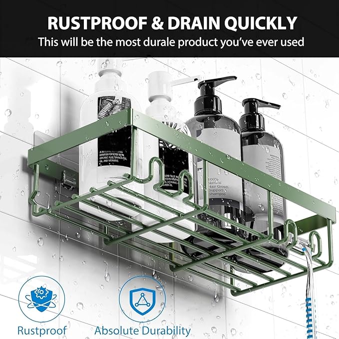 Moforoco Adhesive Shower Caddy Organizer Shelves Rack - 5 Pack Corner Bathroom Storage Organization, Home & Kitchen Decor Inside RV Accessories, Hanging First Apartment Household Camper Essentials