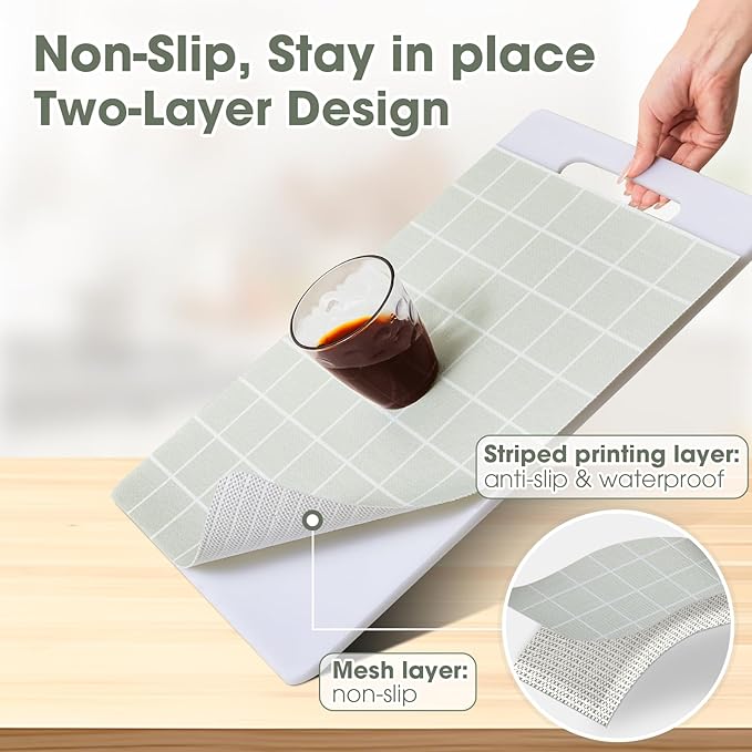 ALIUNI Drawer and Shelf Liner, Non-Slip Kitchen Cabinet Liners Non-Adhesive Thick Strong Grip Waterproof Washable Mats Protect Dresser Shelves Cupboard Bathroom Cabinets, Light Green, 18 in X 10 FT