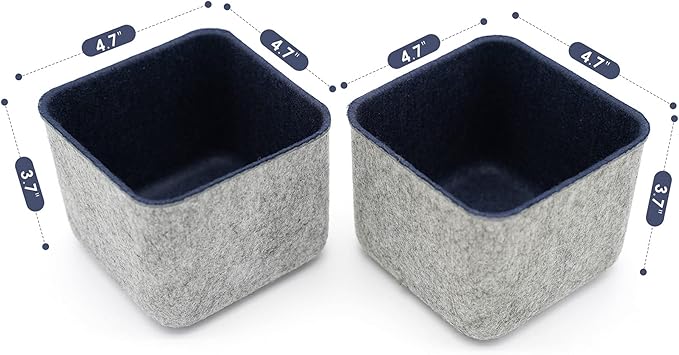 Welaxy Storage bins Set Office Drawer Organizers for School Dorm Home Kitchen bathroom bedroom Closet Cabinet Desk organize boxes Junk Organizing 2-Pack (Navy)