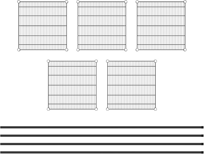 Commercial NSF Listed Black Epoxy Stationary Wire Shelving Kit 24" x 24" x 96", with 5 Shelves Perfect for Warehouse, Walk-in Refrigerator, Freezer, Grocery Store, Restaurant, Dishroom