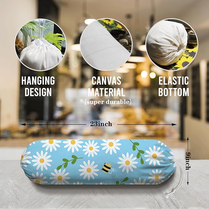 Flower Bees Plastic Holder, Wall Mount Shopping Trash Bag Organizer Dispenser, Wall Hanging Bag Holders for Plastic Bags, Kitchen Housewarming Gifts for Women Family Friends Grandma Mom