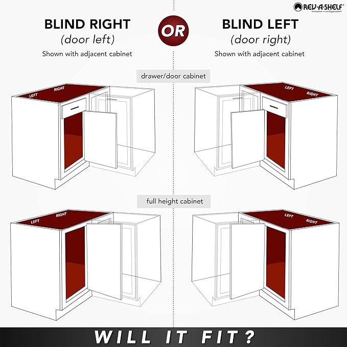 Rev-A-Shelf 39" Pull Out Half Moon Shelves for Blind Corner Kitchen/Bathroom Cabinets, 2 Shelf Sliding Organizer with Hardware, White, 6882-39-11-570