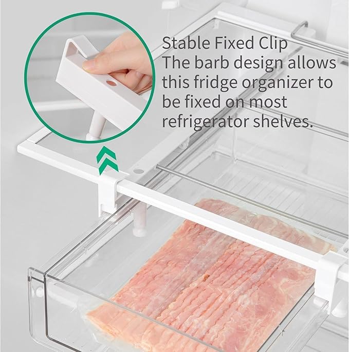 BIINONE Fridge Organizer Drawer, Clear Plastic Fridge Organizer Bins