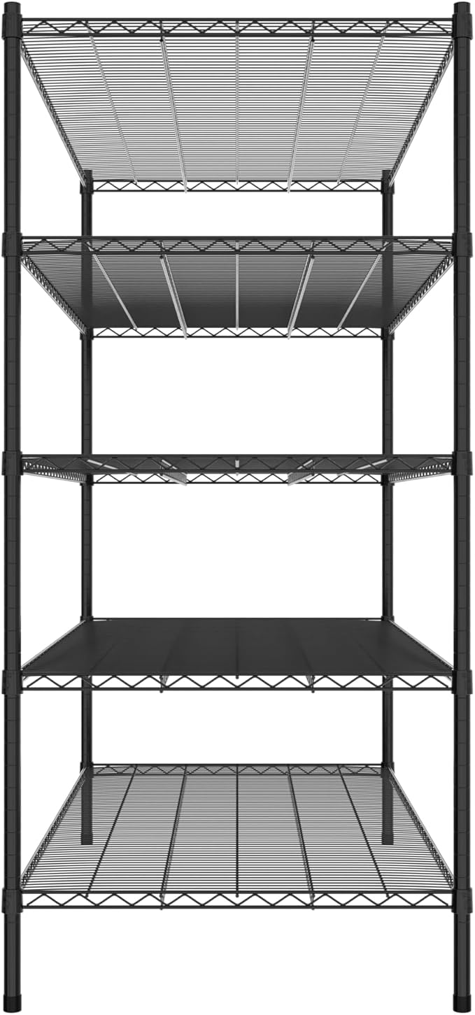 Commercial NSF Listed Black Epoxy Stationary Wire Shelving Kit 30" x 60" x 64", with 5 Shelves Perfect for Warehouse, Walk-in Refrigerator, Freezer, Grocery Store, Restaurant, Dishroom