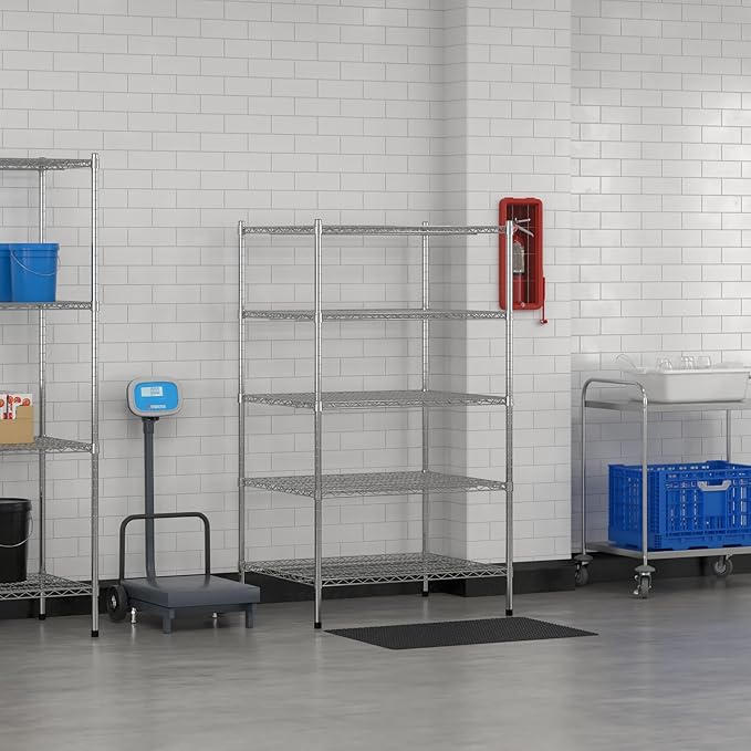 Commercial NSF Listed Chrome Stationary Wire Shelving Kit 30" x 36" x 64", with 5 Shelves Perfect for Warehouse, Walk-in Refrigerator, Freezer, Grocery Store, Restaurant, Dishroom