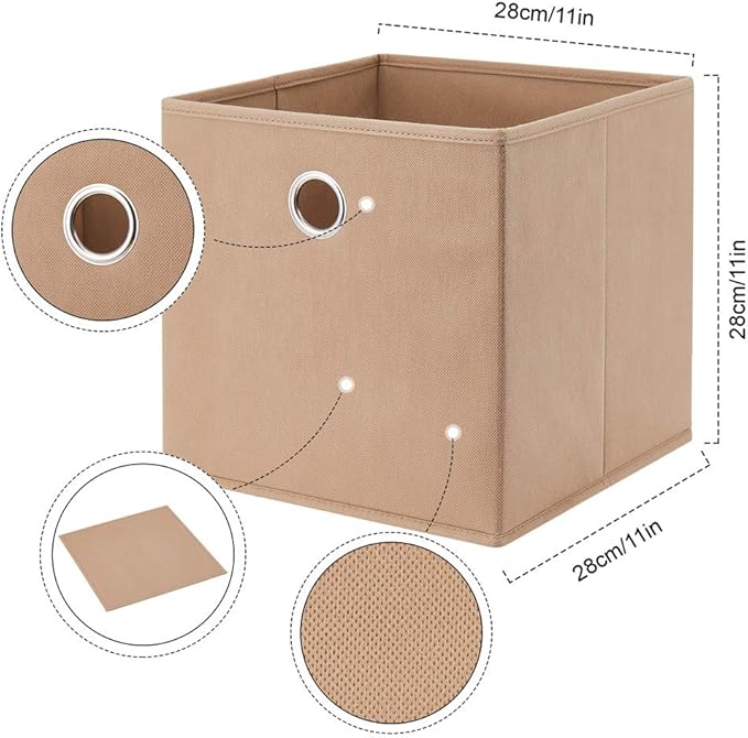 HSDT3 Cube Storage Bins Beige 11x11x11 Inch Foldable Fabric Storage Basketes for Home Organizers Storage Drawer,QY-SC19-3,Blue-dinosaur(Set of 3)