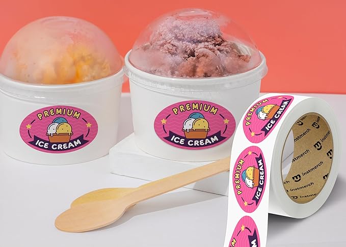 instMerch Custom Sticker Roll Labels — Logo Stickers Customized Labels — Custom Stickers for Business Logo (Oval)