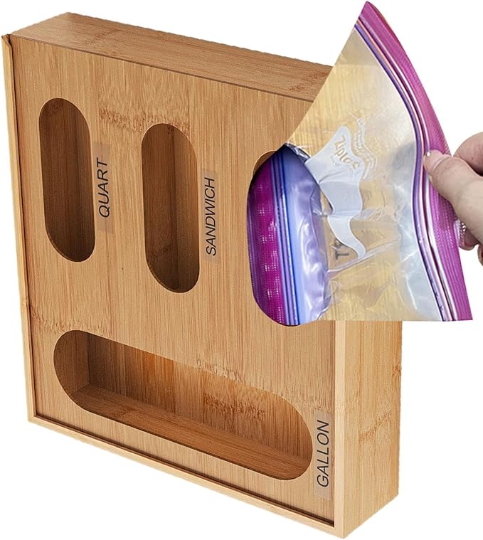 Storage Bag Organizer - 4 in 1 Holder Reusable | Bag Storage Organizer - for Gallon Quart Sandwich Snack Cabinet Closet Bathroom