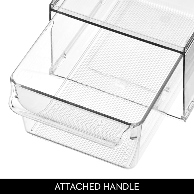 iDesign Stackable Kitchen Storage Drawer for Fridge, Pantry, Under-Sink, or Cabinet - Set of 2 - Clear