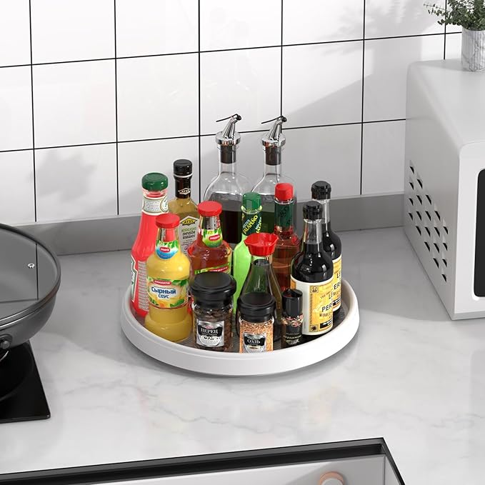 Lazy Susan Turntable Organization for Kitchen Storage, Cabinet Organizer for Pantry,Countertop,Vanity,Table 10 Inch,Rotating Tray Organizing Spice Rack,Fridge,Bathroom,Makeup,Non-Skid
