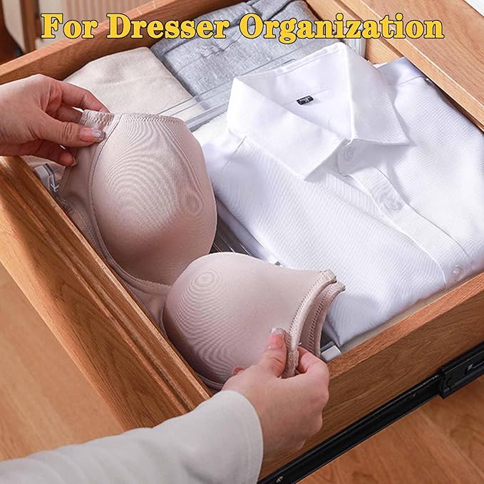 12 Pack Drawer Dividers for Clothes, 3.15" High 11.34"-19.69" Adjustable Expandable Dresser Drawer Organizer, Clear Plastic Separators for Dresser, Baby Clothing, Underwear, Cosmetic
