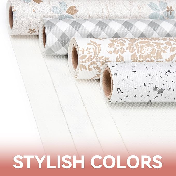 Ray Star Shelf Liner, 12in x 10FT Non Adhesive Floral Cabinet Liner for Pantry Refrigerator Drawer, Strong Grip Non Slip Waterproof Easy Trim, Durable Shelf Liners for Kitchen Cabinets Organization