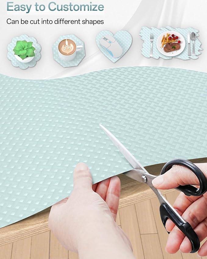 Shelf and Drawer Liner for Kitchen Cabinet, Non-Adhesive 18in x 360in Waterproof Contact Paper Refrigerator Liners Thickened Durable EVA Material Non Slip Mat for Dresser Cupboard Pantry Protector
