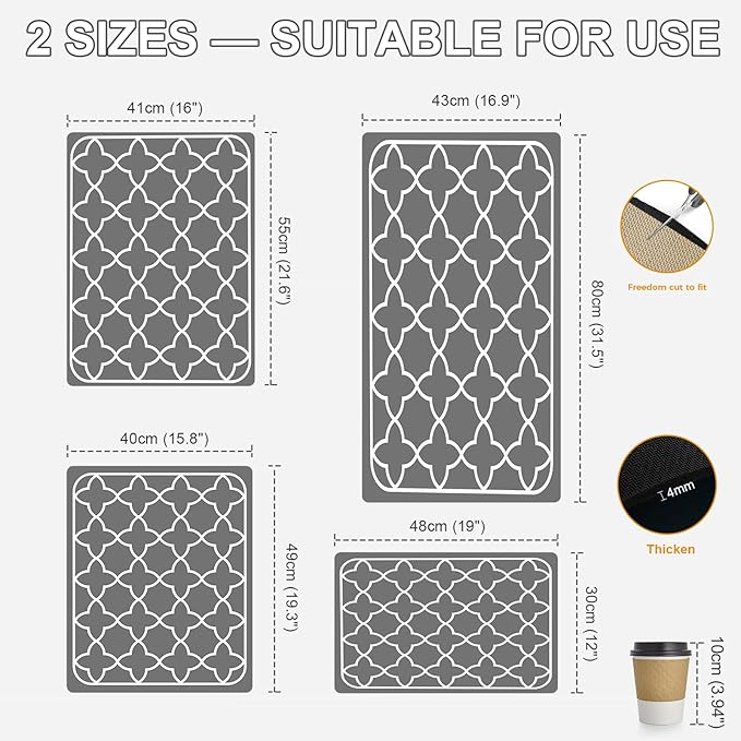 Dish Drying Mat & Coffee Mat for Kitchen Counter, Absorbent Microfiber Waterproof Mat with Non-Slip Backing, Multi-Size Multi-Color Options, Sink and Coffee Bar Accessories