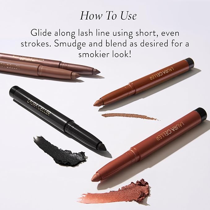 LAURA GELLER NEW YORK Kajal Longwear Kohl Eyeliner Pencil Duo - Dark Brown & Smoky Amethyst - Caffeine and Vitamin E - Smooth & Blendable Liner - Built-In Sharpener