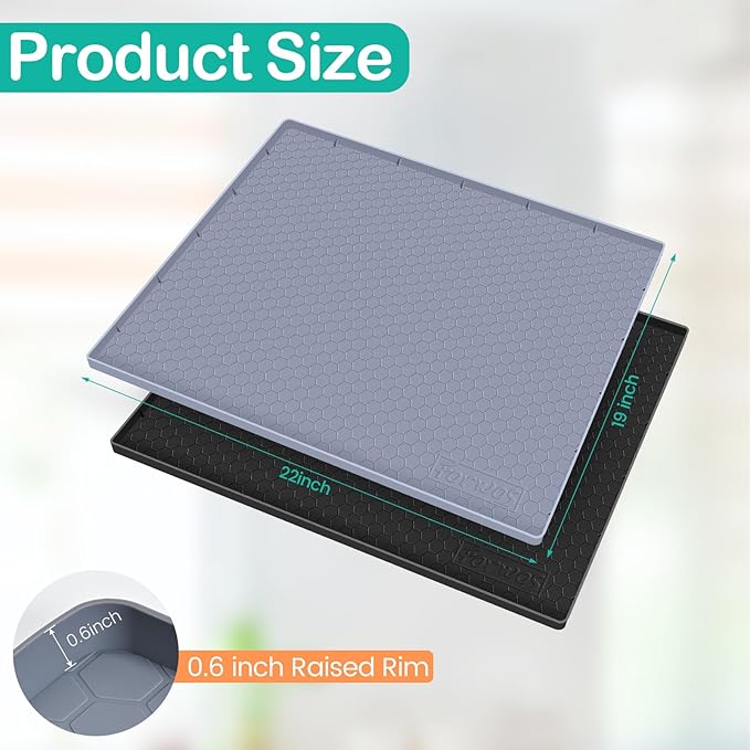 FORWOS Waterproof Under Sink Mat 22" x 19", Silicone Cabinet Liner, Rubber Protector for Kitchen and Bathroom, Keeps Cabinets Clean, Dry, and Organized (Grey)