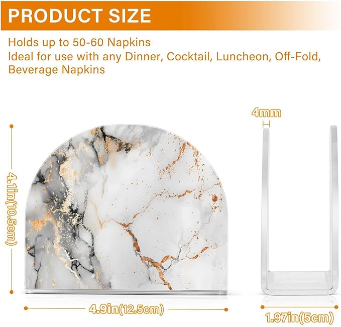 Marble Napkin Holder for Table Paper Napkins Holder Acrylic Tissue Dispenser Kitchen Dining Room Bathroom Party Car Decor