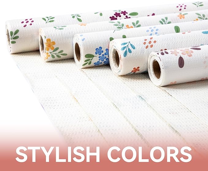 RAY STAR Shelf Liner, 12 Inch x 20 Feet Non Adhesive Blush Petals Floral Kitchen Cabinet Liner for Pantry Drawer Vanity, Strong Grip Non Slip Waterproof, Shelf Liners for Cupboard