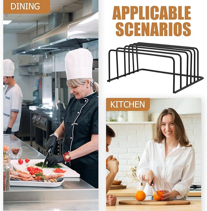 2PCS Metal Kitchen Organizer Rack Adjustable Compartments Pot Lid Holder and Vertical Plate Stand for Cabinet Storage Cutting Board and Baking Sheet Organizer